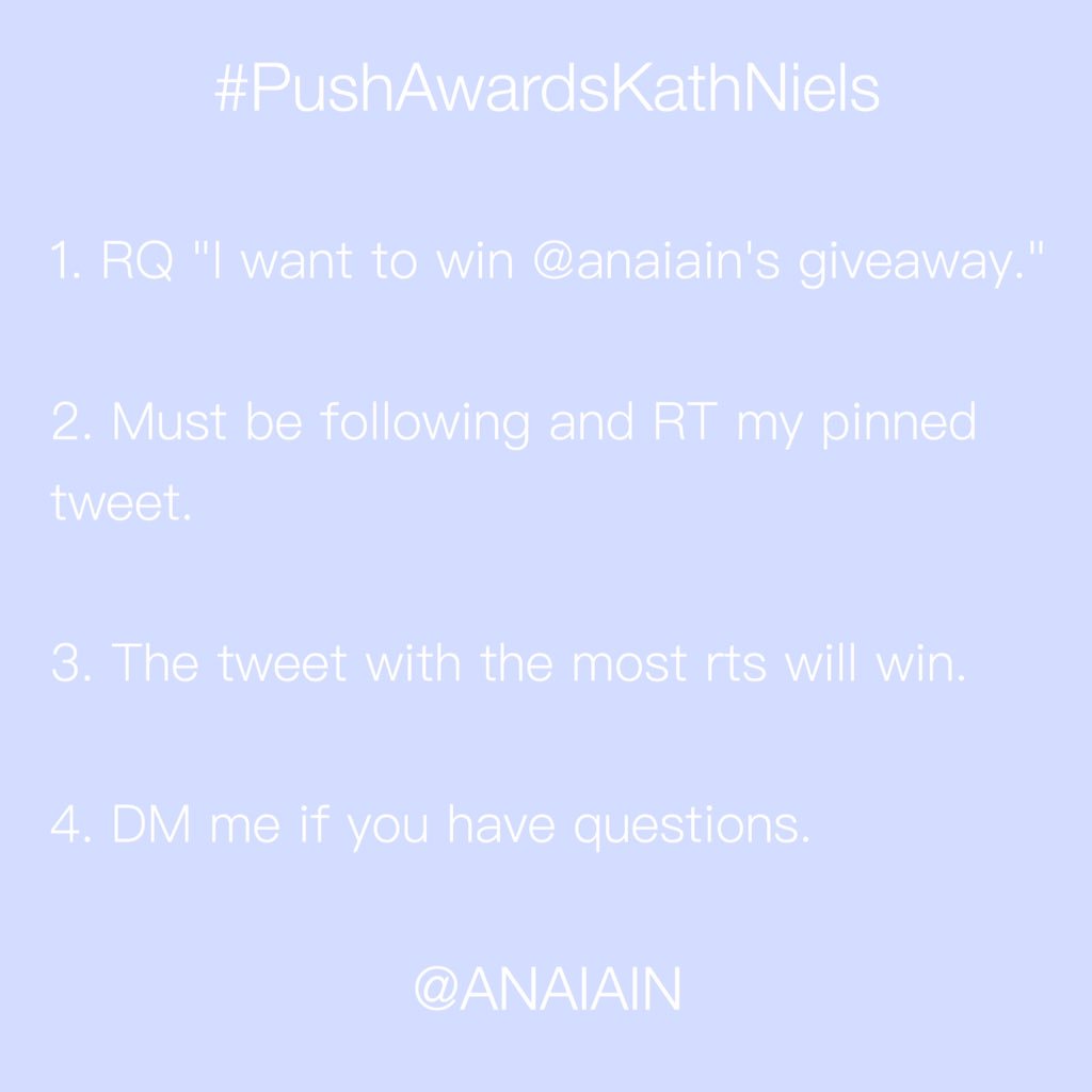 balinikath's tweet photo. "I want to win @anaIain's giveaway"

Paretweet, guys, salamat hahaha :)))

#PushAwardsKathNiels https://t.co/NGkbY4TzYu