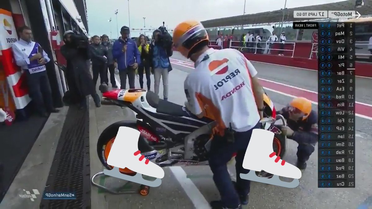 SaraSobreHielo's tweet photo. @MotoGP @marcmarquez93 What @marcmarquez93 is REALLY up to... 😅KEEP IT UP! #7LAPSTOGO #SanMarinoGP #racelikefigureskating https://t.co/IhwzM0nOBD