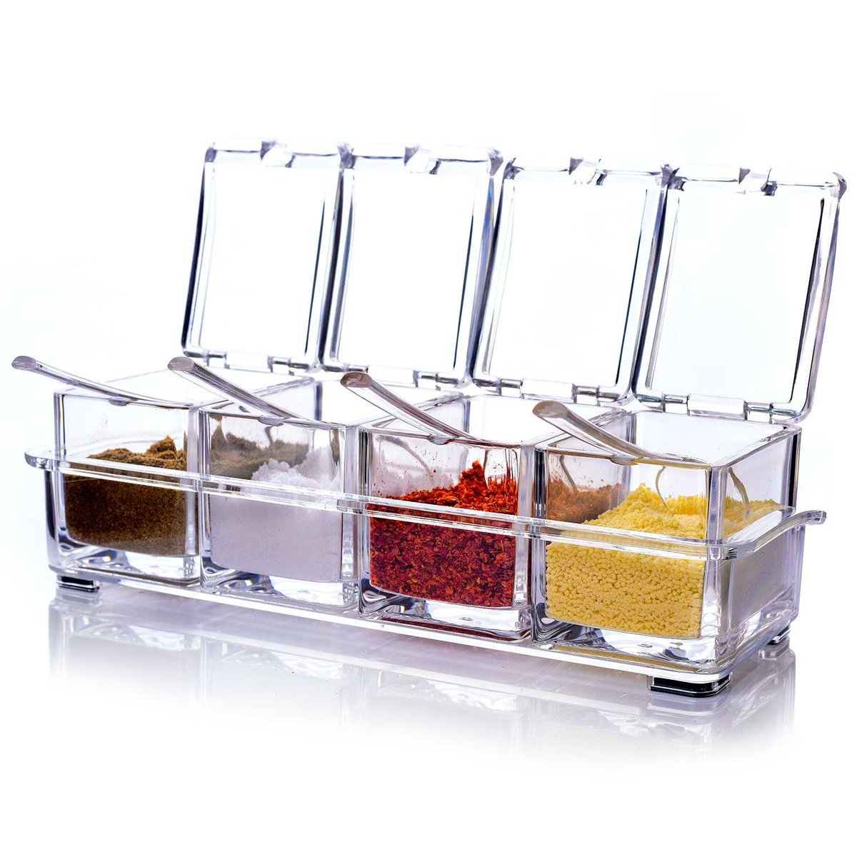 63% discount #SpiceStorage #sale Clear Seasoning Rack Spice Pots - 4 Piece Acrylic Seasoning Box - Storage amzn.to/2wOnvnu