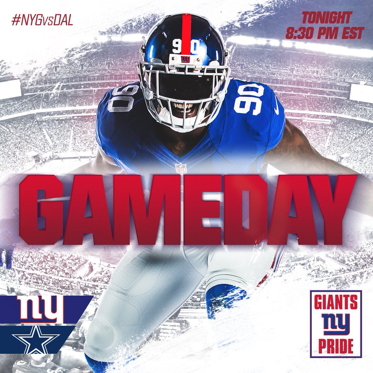 Giants's tweet photo. GAMEDAY!!!!! #NYGvsDAL 🏈 https://t.co/uGDXRQQrqy