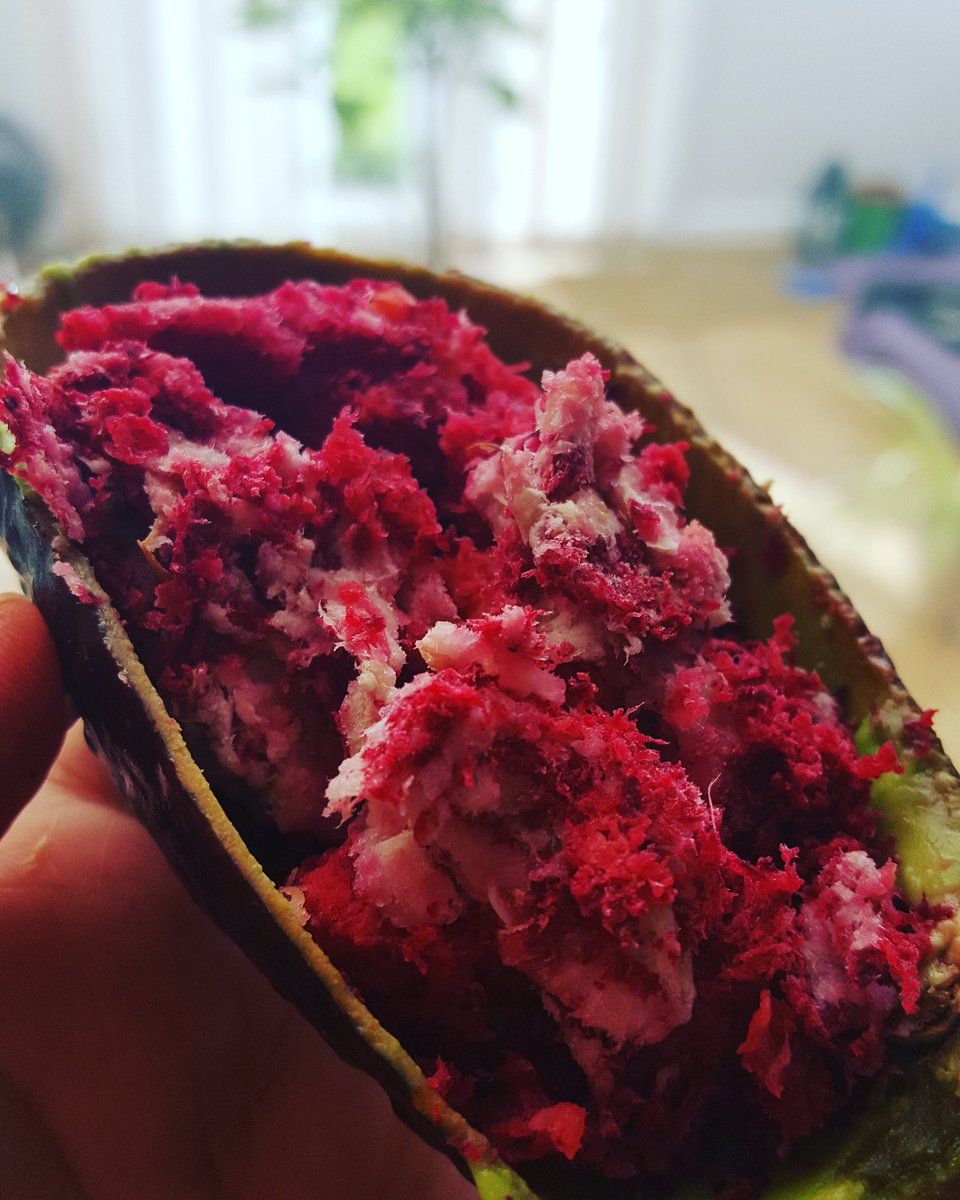#coconut #grated with # organic  #beetroot served in #avocado #shell makes the #perfect #sugarfix great for #dinner #parties