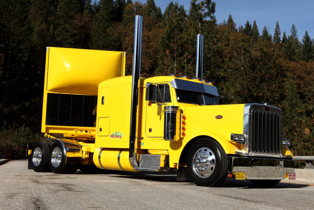 JacksChrome's tweet photo. BAM yellow #Peterbilt.  You definitely won't miss this truck rolling down the road! @peterbiltmotors #truck #customrig #bigrig #jackschrome https://t.co/4mdjXvWyzE