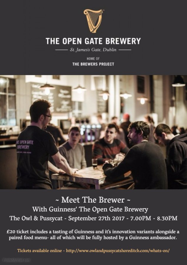 owlshoreditch's tweet photo. Like &amp; retweet for your chance to win 2x tickets to this fantastic event! Guinness lovers THIS IS FOR YOU! #loveguinness #guinness https://t.co/1iCK2hslS7