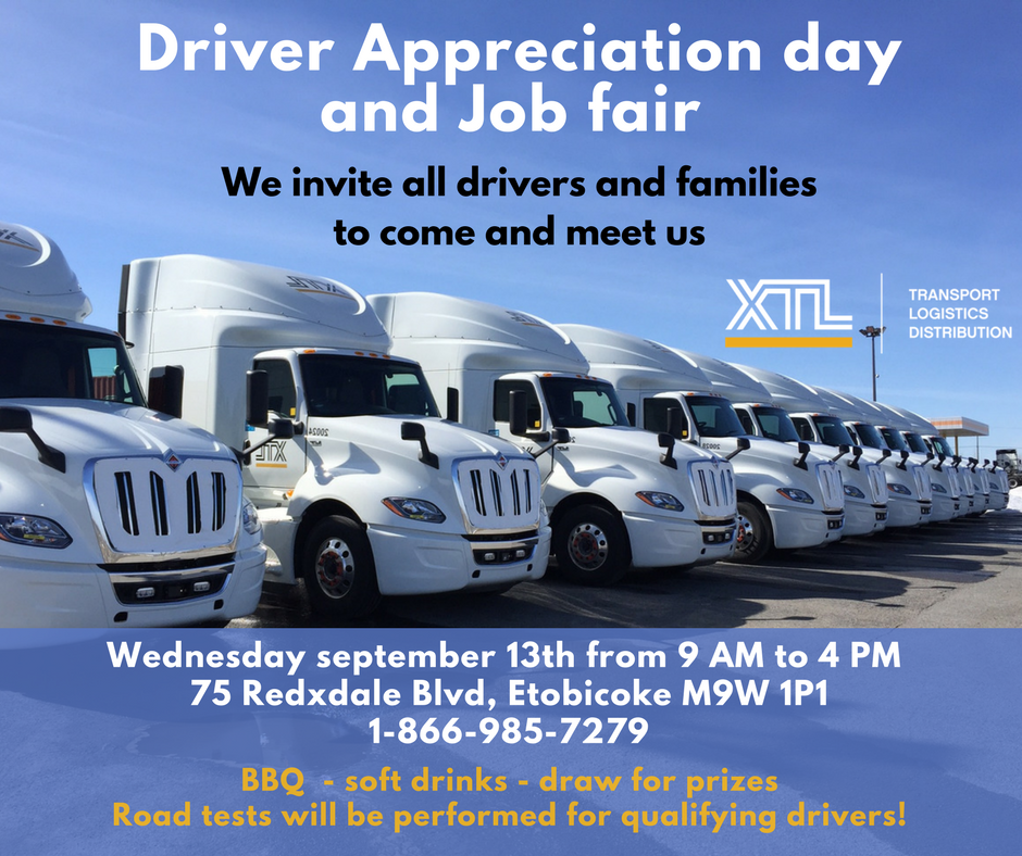 Venez-nous voir à #Toronto le 13 septembre pour notre journée d'appréciation des camionneurs et notre porte ouverte! #Emploi