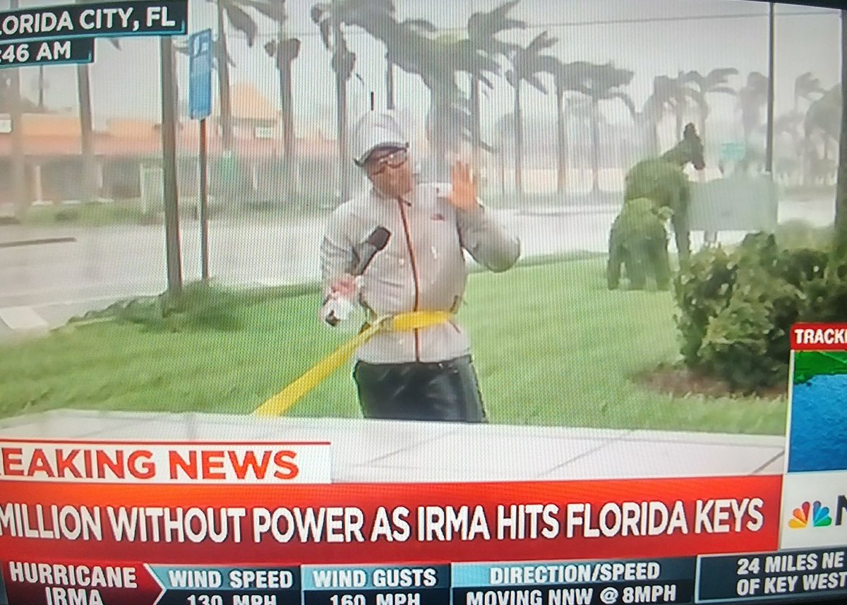 If you have to be tied to a wall &amp; have on goggles to report the weather you probably shouldn't be out there. Lol 🤔 ijs #HurricaneIrma #irma