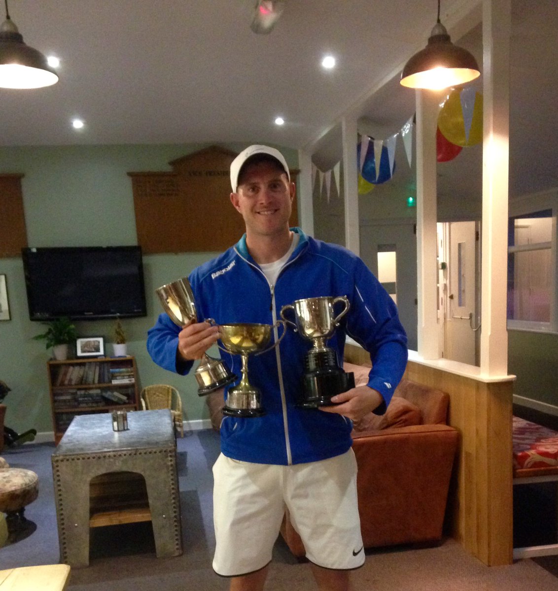 After 7 hours on court &amp; lots of cramp Im pleased to have come out of retirement to win the Club champs Singles, dubs &amp; mixed <a href="/riversidebeds/">riversidetennisclub</a>