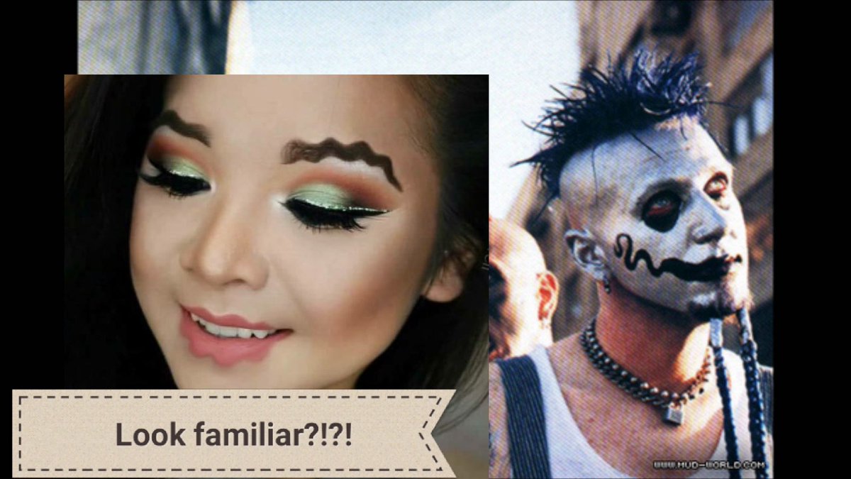 SteelCamper's tweet photo. When fashion makes come backs... #squigglebrows #Squigglelips #MudvayneDoesItBetter #RockersRUs #MetalHead #sundayshenanigans @Mudvayne 💝💀🤘 https://t.co/czANFE8foc