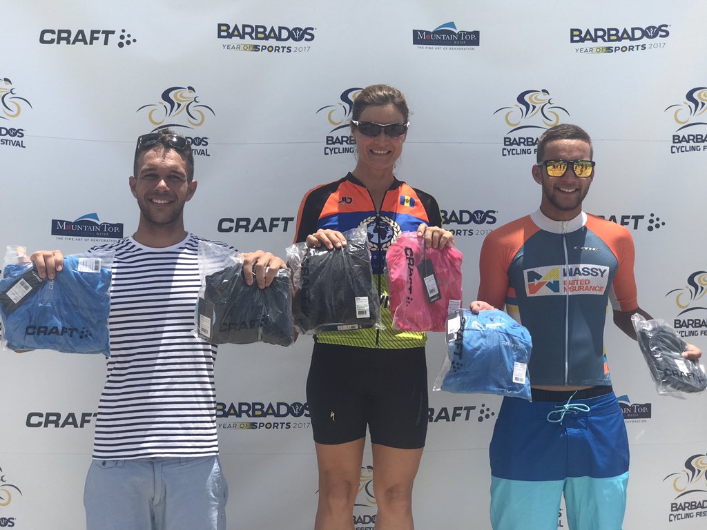 CycleBarbados's tweet photo. Winners of the KOM (Joshua Kelly), QOM and Female Sprint (Marissa Bradshaw) and the Male Sprint (Jessie Kelly) - they win full @UK_Craft kit https://t.co/NDSY1yoljF