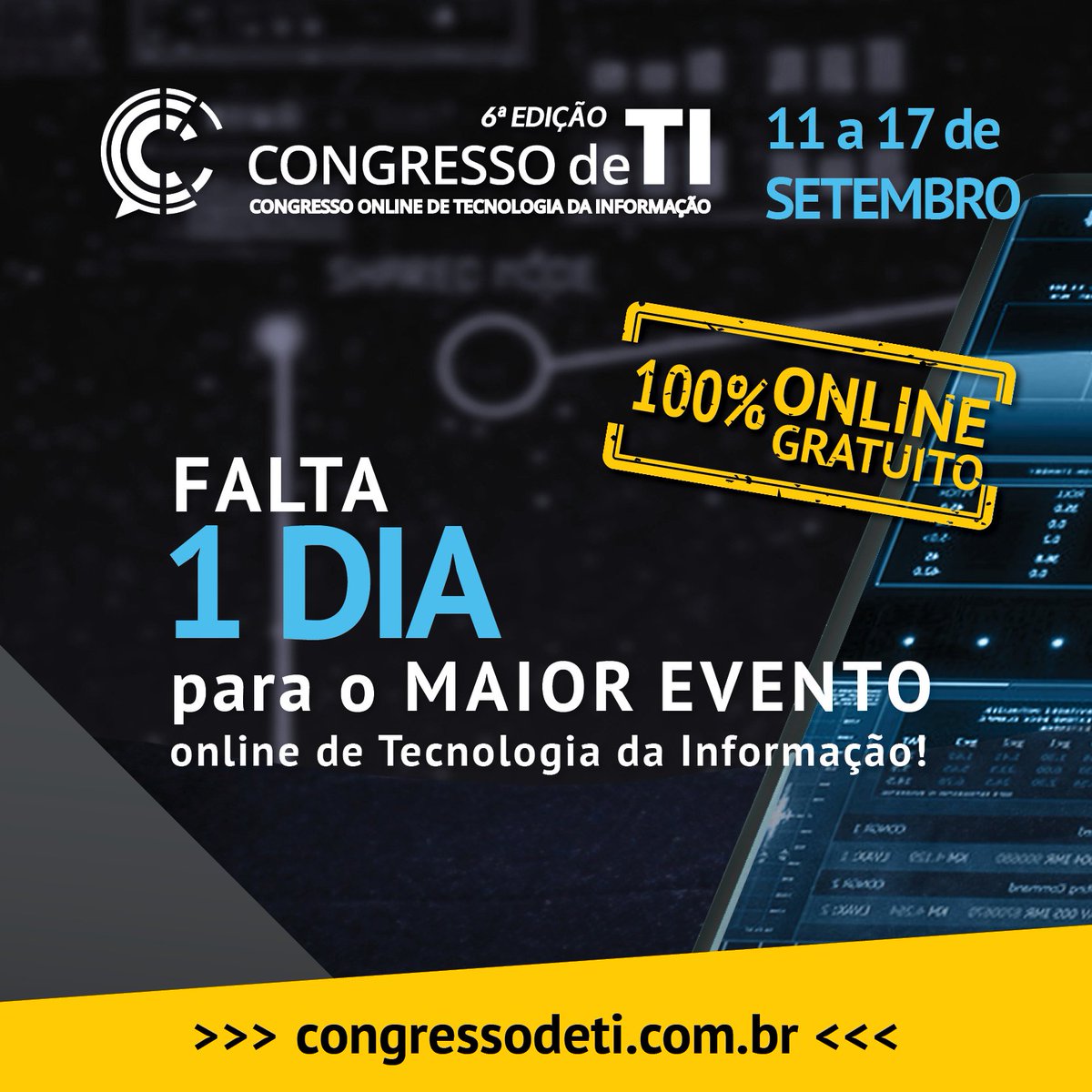 CongressodeTI's tweet photo. É amanhã!!! Inscrições Gratuitas: https://t.co/Xd9AXV3z8m
#CongressodeTI https://t.co/eVu9wRBcWN