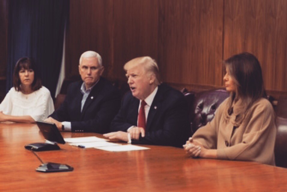 FLOTUS45's tweet image. Today's video conference #HurricaneIrma briefing by @Fema at Camp David.  
Thank you to 1st responders! Stay safe!