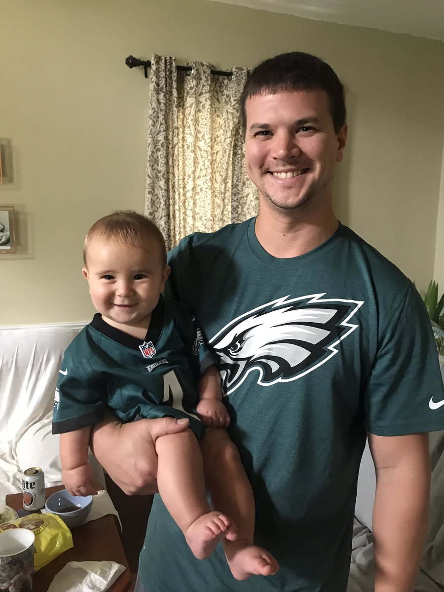 Andrew watching his first <a href="/Eagles/">Philadelphia Eagles</a> game while hurricane Irma is outside. #FlyEaglesFly #goawayirma #keepthepoweron
