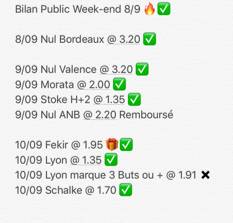 Pronosstan's tweet image. Je vous avez promis le feu pour la reprise je vous ai pas mentis !!
#Teamparieur 

Un beau 8/9 Pour ce Week-end avec de belles côtes