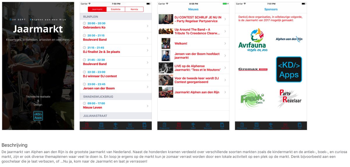 kapteijndesign's tweet photo. Eerste Swift app live: Jaarmarkt Alphen aan den Rijn dankzij @IOSAcademie https://t.co/n2hWjO7dTC #kdapps #swift #ios #iosdev https://t.co/g40fbUg1G0