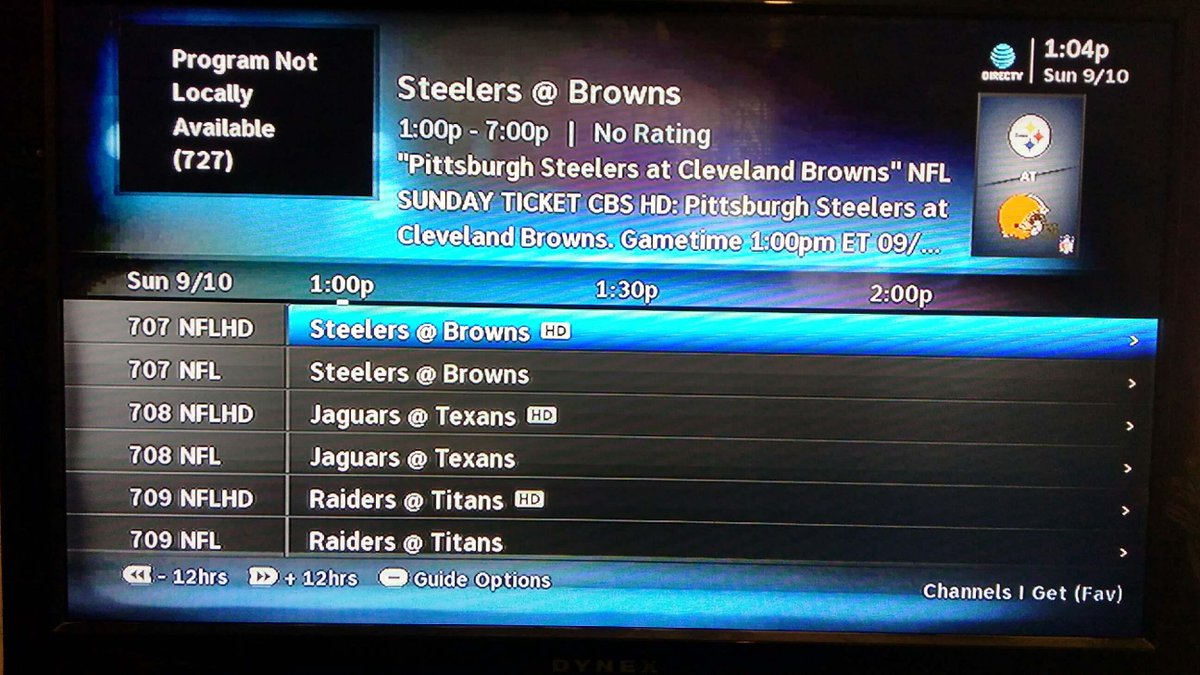 steelers browns game directv channel