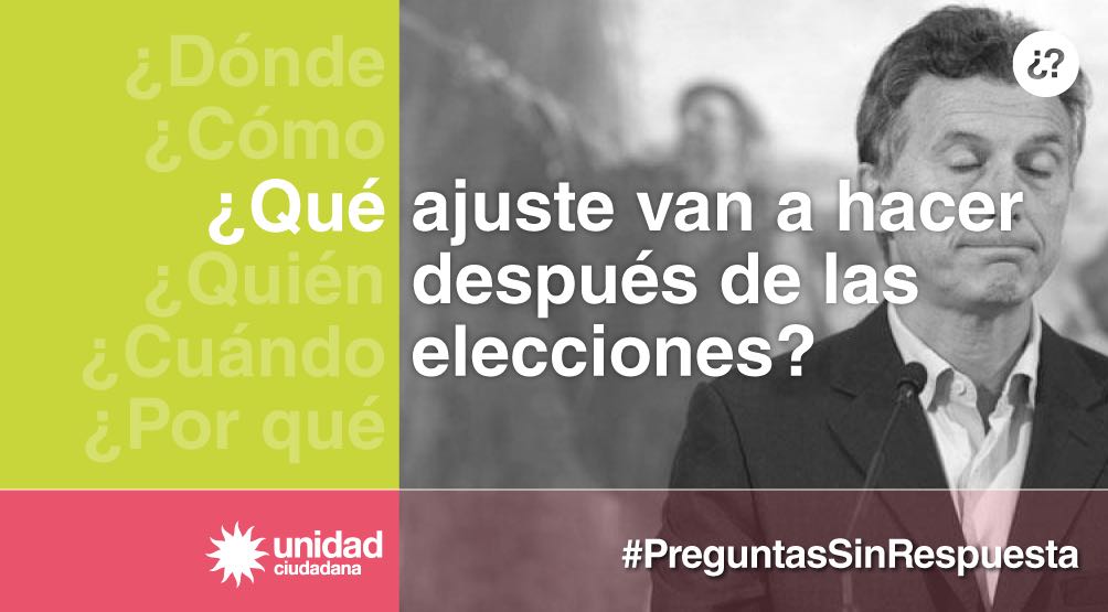 magariovero's tweet photo. ¿Qué ajuste van a hacer después de las elecciones?
Queremos saber la verdad. Dejen de engañar a todos los argentinos. #PreguntasSinRespuesta https://t.co/2T8IgUw0iP