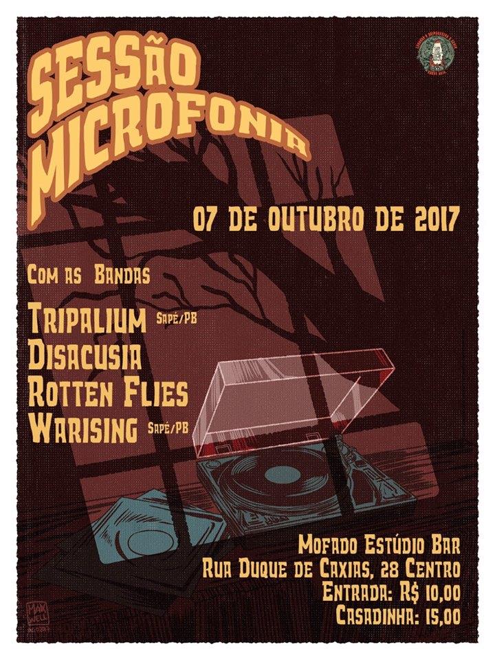 registrorockpb's tweet photo. Dia 07/10 (Sábado) no #MofadoEstudioBar com @disacusiacrust , @rottenflies , Warising e Tripalium! Apenas R$ 10! #Rock #Hardcore #Metal https://t.co/8mkbwBYwSM