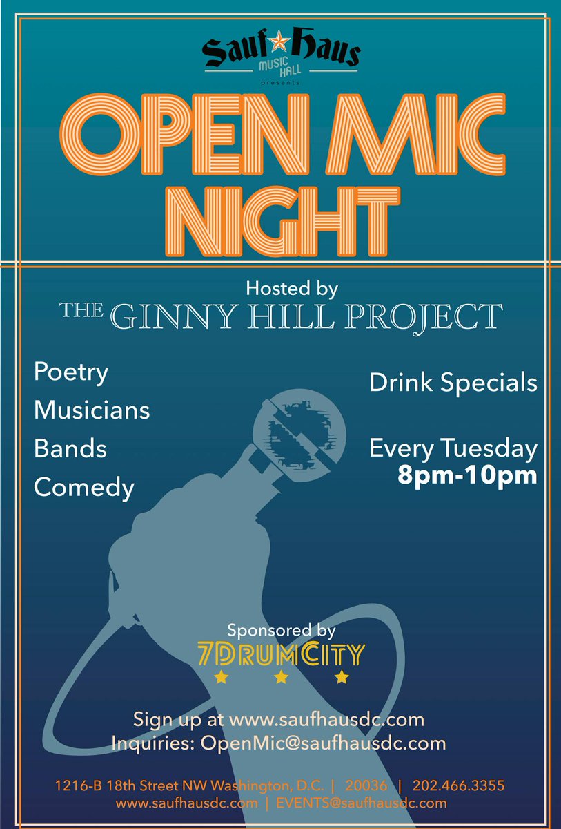 SaufHausDC's tweet image. Don't forget! Our first #OpenMic is this Tuesday! Doors open at 8pm! No cover! 
#DCevents #DCopenmic #Livemusic #Performance