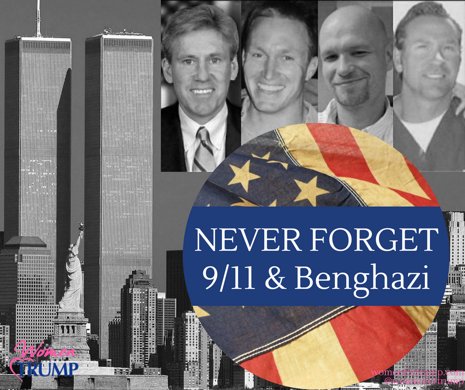 WomenforTrump's tweet photo. Tomorrow, #Sep11 is a day we must never forget. God bless this nation & those that have given their lives 4 this blessed country. #Benghazi https://t.co/MxqehdEEJN