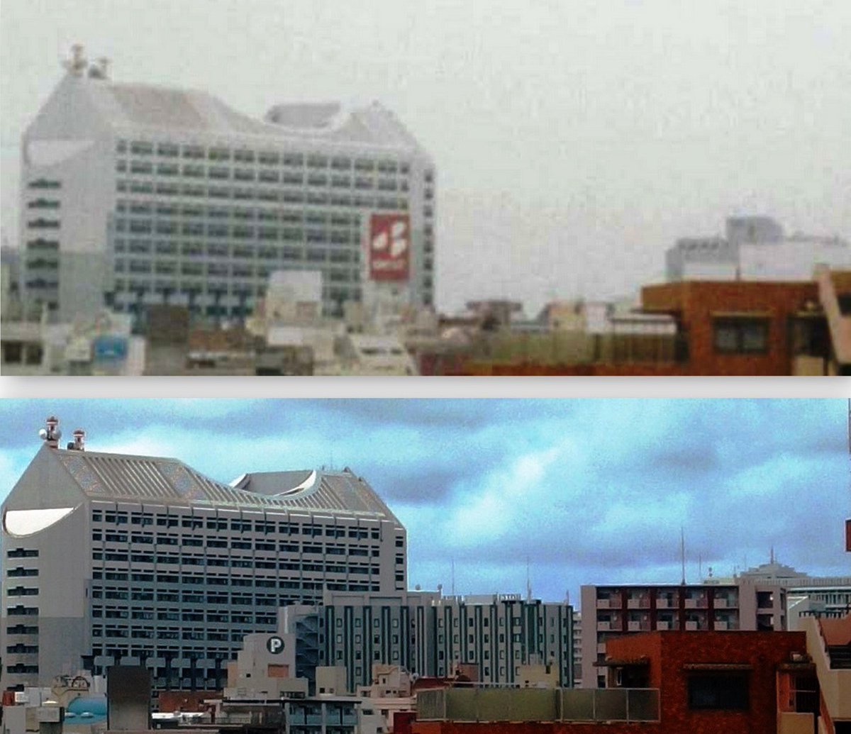 沖縄都市モノレール ゆいレール 情報 公式 試験運転の車窓から その16 02年県庁方向にベスト電器那覇店の看板が見えた そこはjavyビルで 上層階のclub Cieloでは 国内外有名アーチストのライブが行われていた ビルの変遷 リウボウ 途中増築