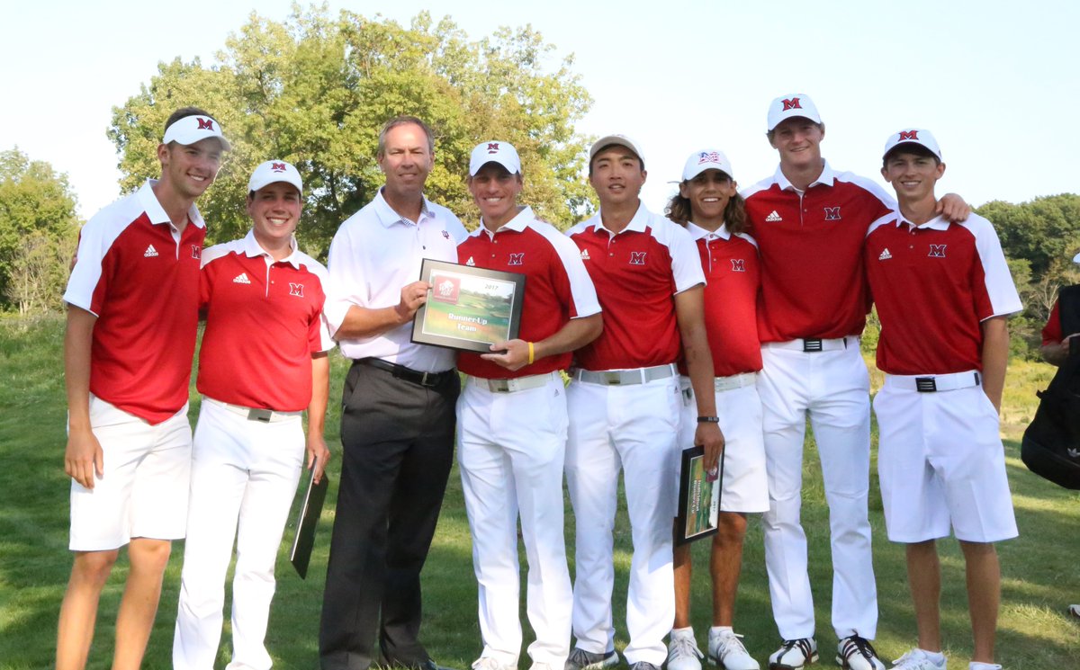 MiamiOH_Golf's tweet photo. We finish 2nd, @patrick_flavin wins and @BrianOhr is runner-up at Wolf Run today!
📝: https://t.co/l3o3IwSL0s
#RiseUpRedHawks https://t.co/SlRe7iz6YG