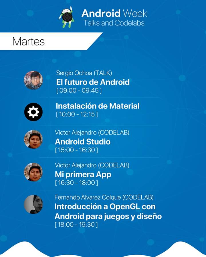 ccbol2020's tweet image. Cronograma #AndroidWeek actividad oficial en #CCBOL2017