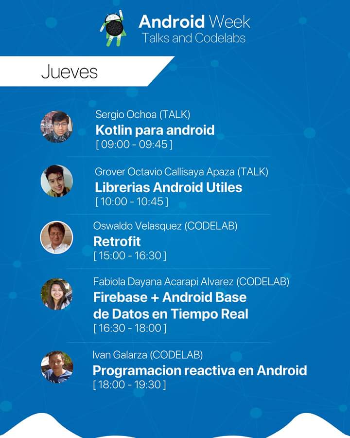 ccbol2020's tweet image. Cronograma #AndroidWeek actividad oficial en #CCBOL2017