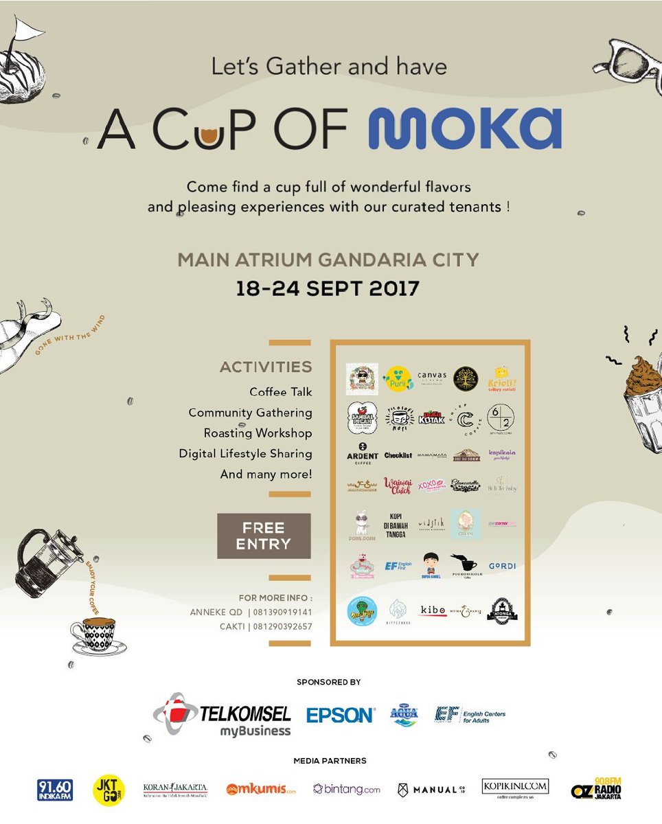 Halo coffemates! Jangan lupa mampir dan minum kopi di 'A Cup Of Moka' di Gandaria City, dari hari ini 18 September 2017 sapai 24 September.