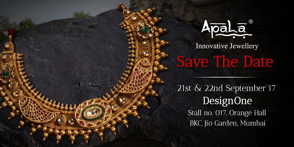 apalabysumit's tweet photo. Mumbai fans,see you at Design One Festive Edition,BKC,JIO Garden,Mumbai on 21-22 Sep'17,11am-8pm!
#DesignOneMumbai #ApalaInnovativeJewellery https://t.co/j5wxktqr7R