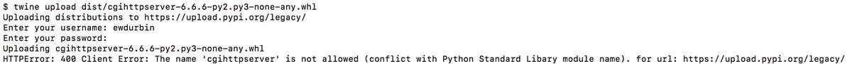 EWDurbin's tweet image. new project names matching stdlib modules may no longer be created on PyPI. github.com/pypa/warehouse…
