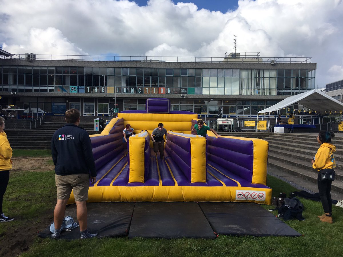 The first of our freshers have taken to the Bunjee run! Join us on the quad all day until 5pm!