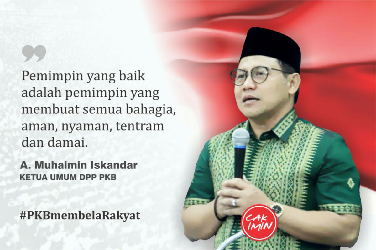 Sang Pemimpin <a href="/cakiminpkb/">Cak Imin</a> : Pemimpin yg baik adalah pemimpin yg membuat semua bahagia, aman, nyaman, tenteram &amp; damai. #CakImin