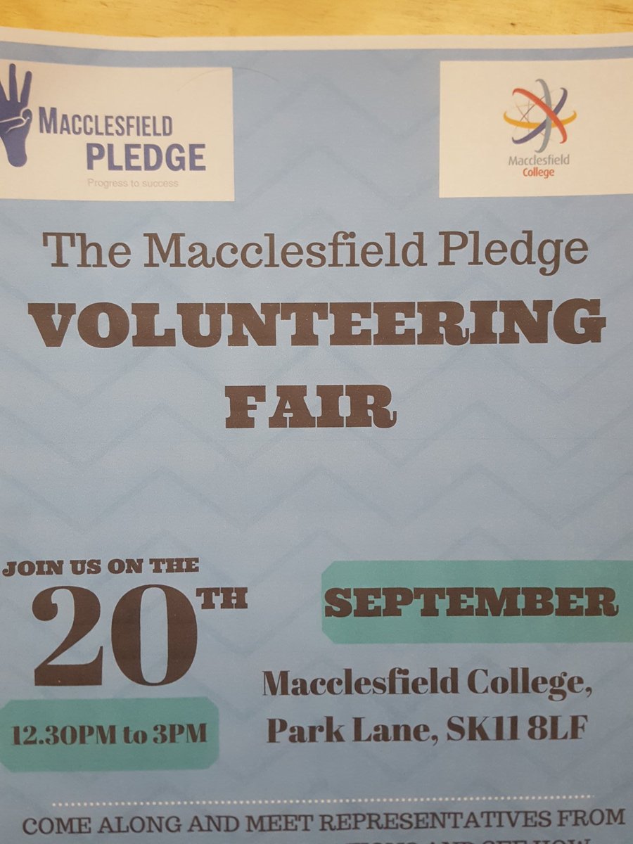Interested in Volunteering? Join <a href="/MaccPledge/">Macclesfield Pledge</a> Fair <a href="/MaccCollegeNews/">Macclesfield College</a> Wednesday, 20th 13:40-15:00. #macclesfield