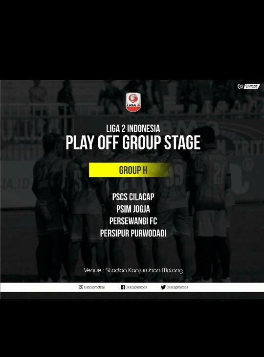 PSCS Cilacap tergabung di grup H bersama PSIM Jogjakarta, Persewangi Banyuwangi dan Persipur Purwodadi.

#cilacapfootball