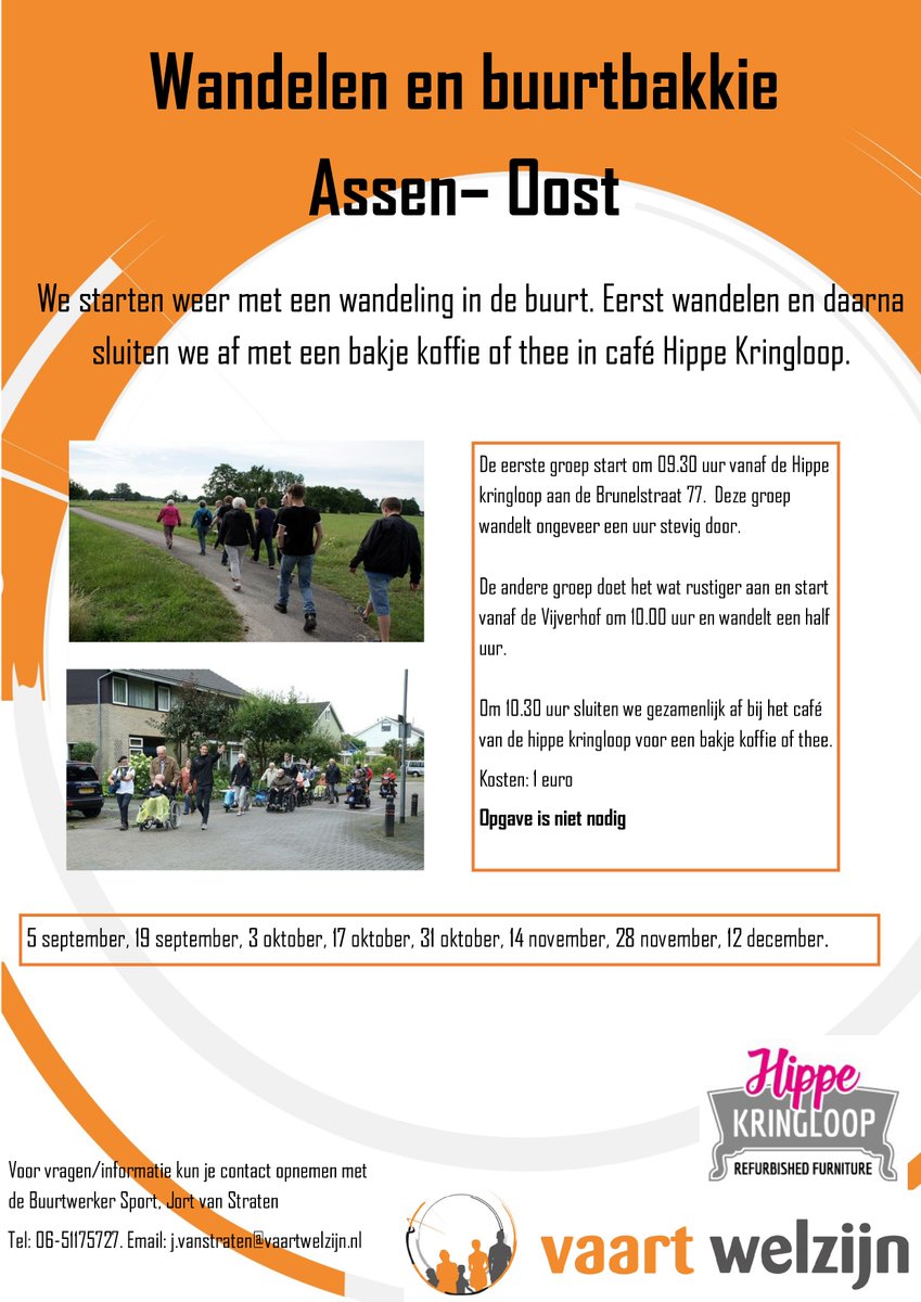 Assenbeweegt's tweet photo. Morgen weer wandelen en buurtbakkie @assen_oost
#hippekringloop #vaartwelzijn https://t.co/2KCpWzmkZT