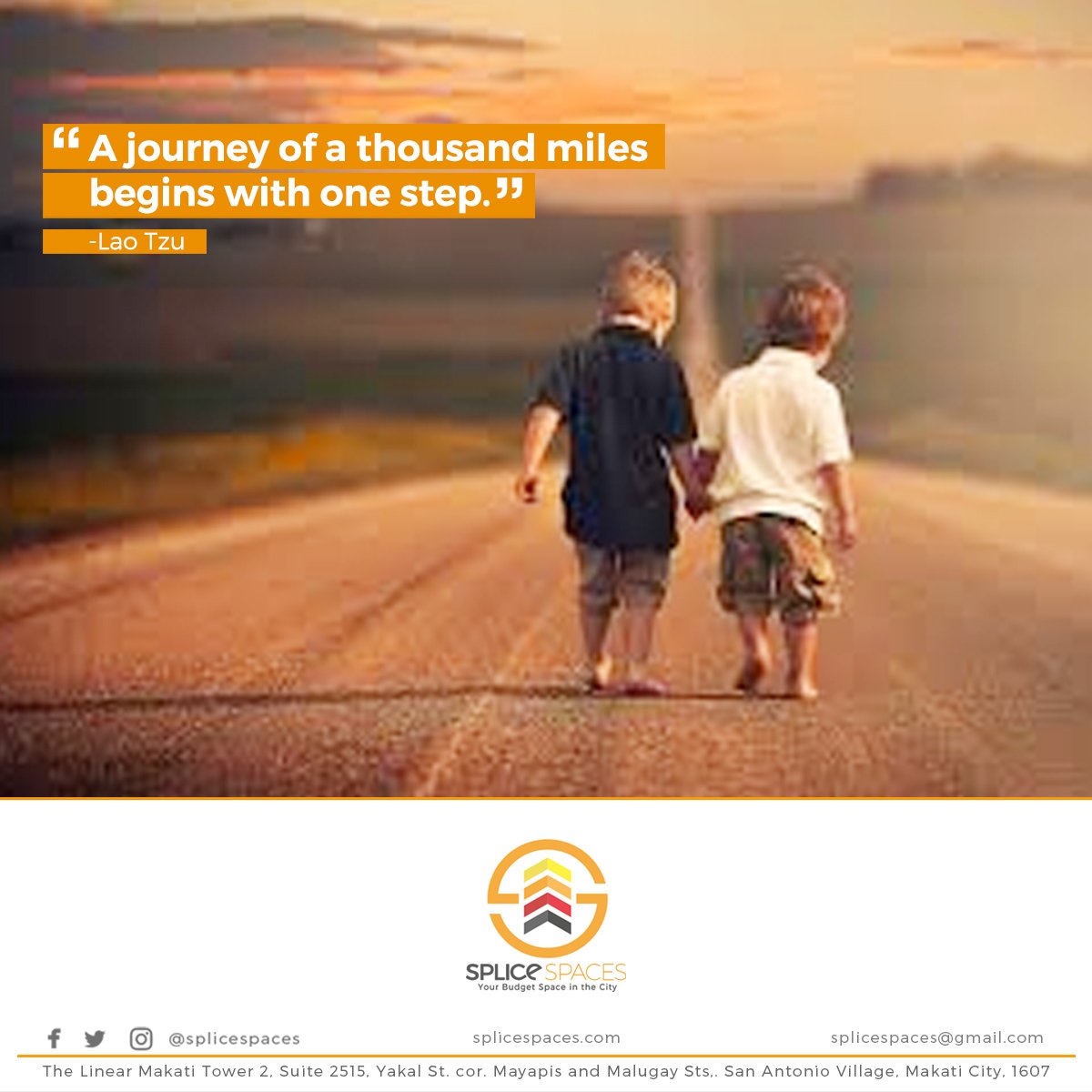 splicespaces's tweet photo. A journey of a thousand miles begins with one step.
#SpliceSpacesSTANDARD #MakatiCity #SpliceSpacesPRIME #BudgetSpace #BudgetSpaceInMakati https://t.co/xixigcB0U4