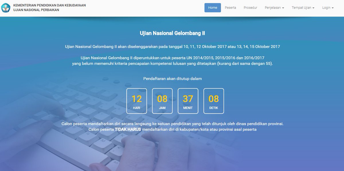Silahkan yang ingin memperbaiki nilai UN-nya. untuk Alumni lulusan tahun 2014/2015, 2015/2016 dan 2016/2017. unp.kemdikbud.go.id