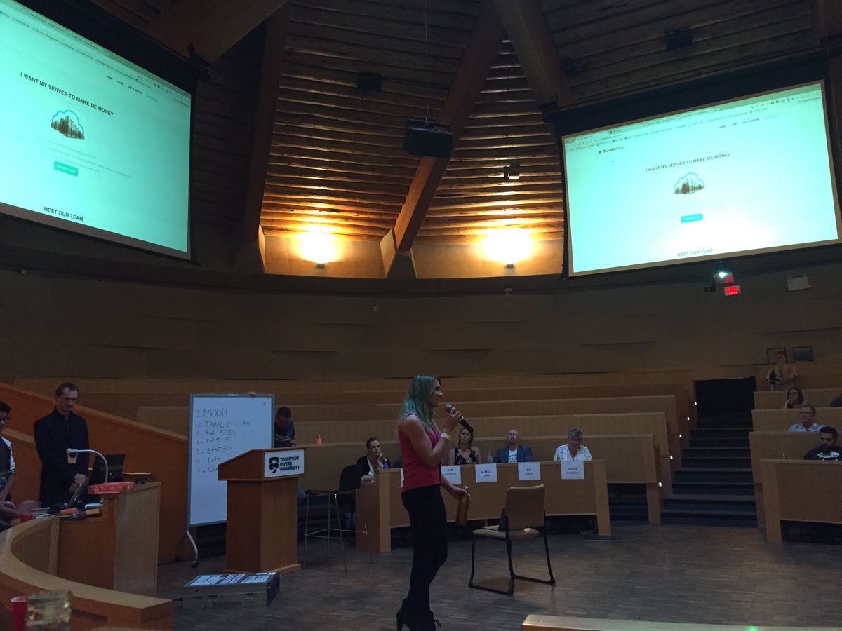 SWKamloops's tweet photo. .@getclearskies demonstrating their product, the final pitch of the night at #SWKam17. #SWCanada17 https://t.co/yPrdUCS7tH