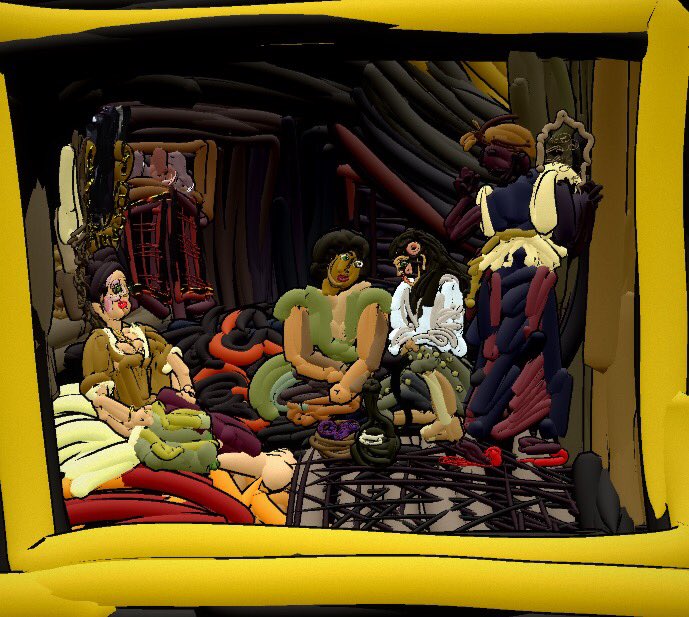 museumpaige's tweet photo. VR Drawing of Delacroix's Women of Algiers in Their Apartment https://t.co/Djj6yAZlgP #museumdrawVR #TiltBrush https://t.co/V24Giph68j