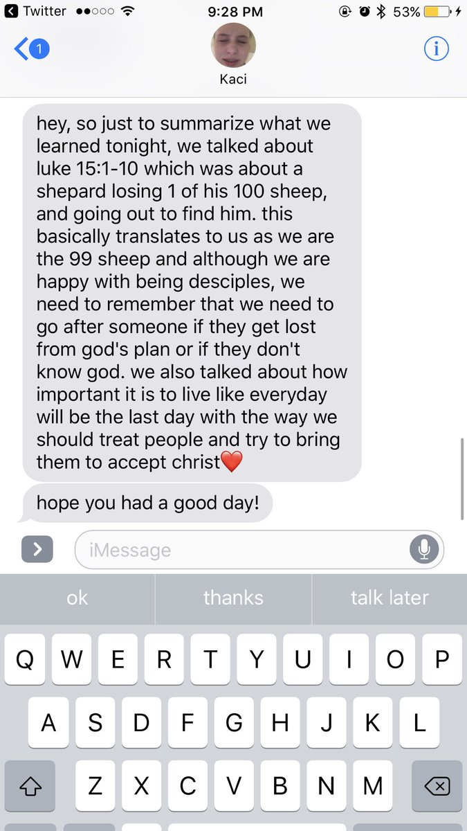 leah_self39's tweet photo. i missed church tonight and she sends me this. i'm crying https://t.co/2Lp6PVSYnk
