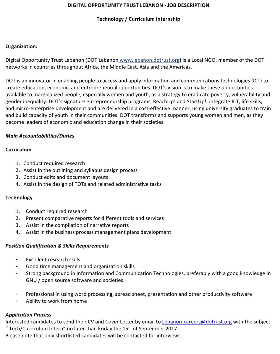 Please SHARE! We're looking for an #intern to join our team in #Beirut! #Lebanon #internship #NGO #development #traineeship #DOTYouth