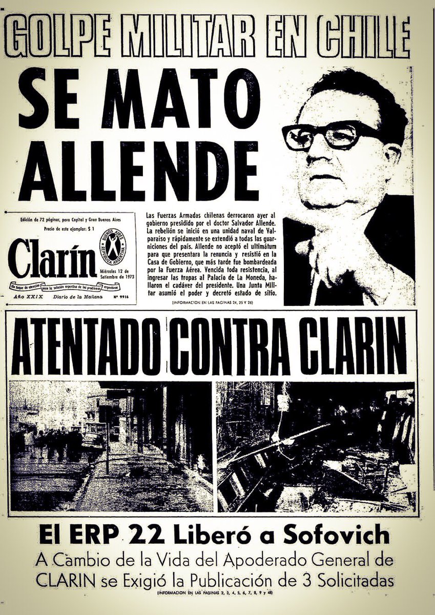Twitter À¤ªà¤° Lasportadasdetuvida 1973 Septiembre 11 El Golpe De Estado En Portadas Internacionales El11deseptiembreenportadas