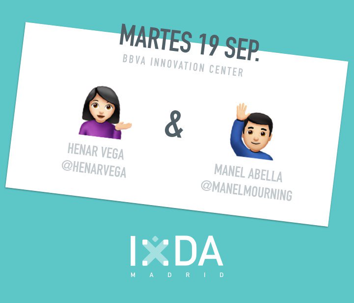 ixdamadrid's tweet photo. Muchas ganas de ver, el próximo martes 19, los proyectos de @manelmourning y @henarvega en #ixdaMadrid https://t.co/CPPXd27Xfa
