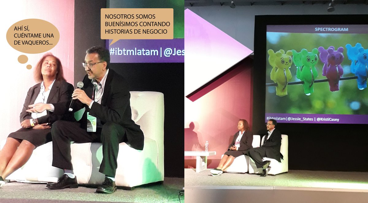 ConceptoTotal's tweet photo. Mi compañera de estrado parece no creerlo, pero el #Spectogram funciona muy bien. Gracias @Jessie_States, @KristiCasey. #ibtmlatam https://t.co/3bj1erLClS