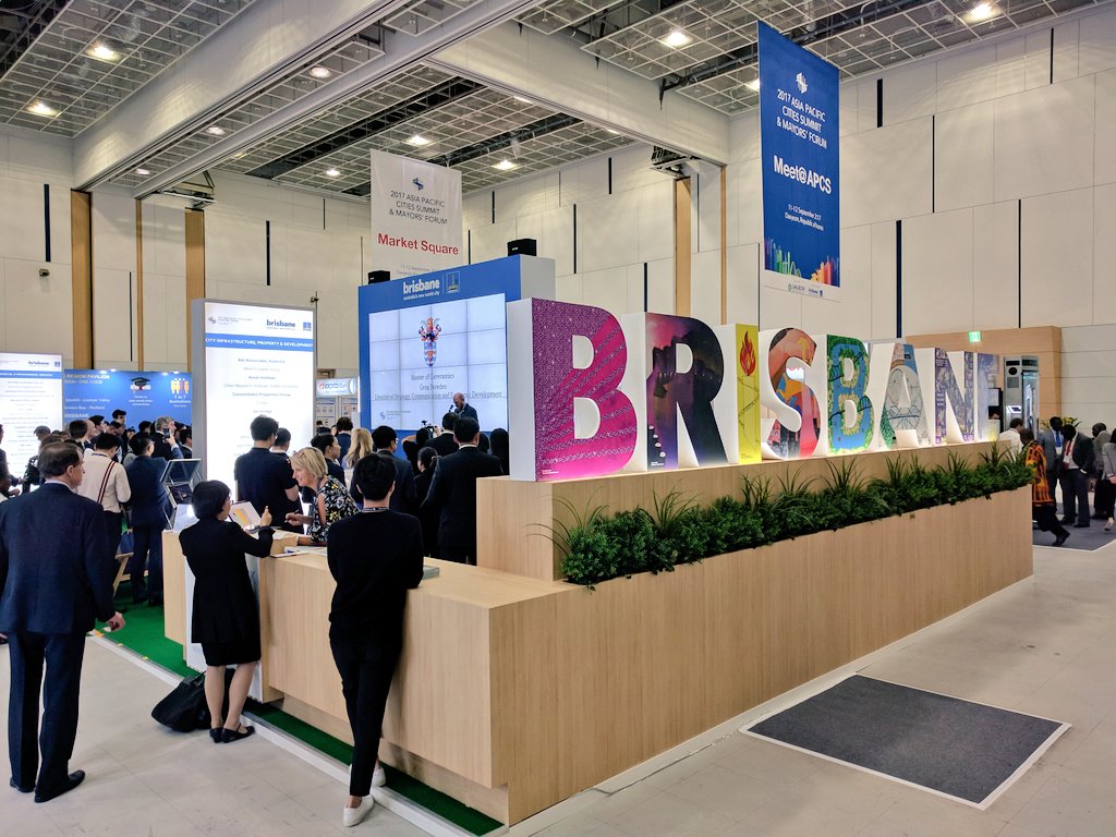 Brisbane_EDA's tweet photo. At the official launch of the Brisbane Pavilion at #2017APCS in Daejeon, Korea. How cool is the mini B-R-I-S-B-A-N-E sign? https://t.co/BCNrAcLfjX