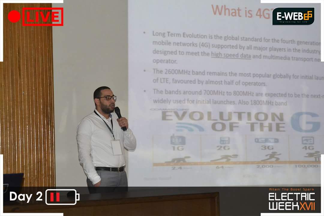 EWeb_Official's tweet photo. Eng. Hussein Nabil talks about 4G vs. 5G.
#Electric_Week17
#Attain_The_Boost_Spark
#Engineering_Web https://t.co/uQIeawclz7