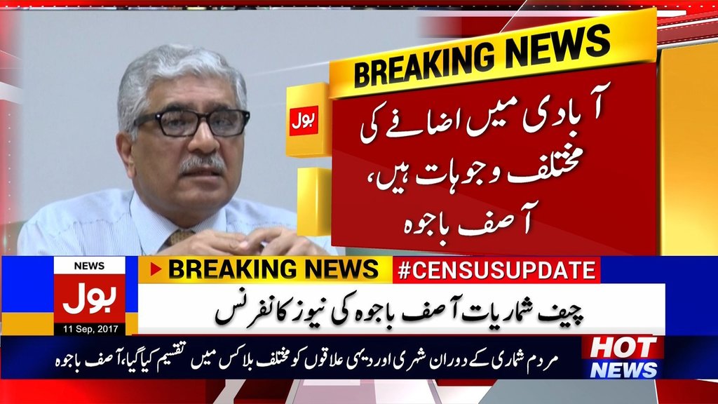 Pakistannews's tweet image. BOLNETWORK : Asif Bajwa updates the reasons of the increase in population within the 2017 Census.
#CensusUpdate
#B… )
