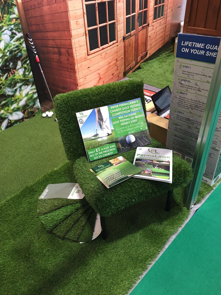 Perma_Lawn's tweet photo. We're all set up now at @Glee_Birmingham displaying our range of #artificialgrass + our charity golf putting competition! come &amp; have a go! https://t.co/WCykxvbzDe