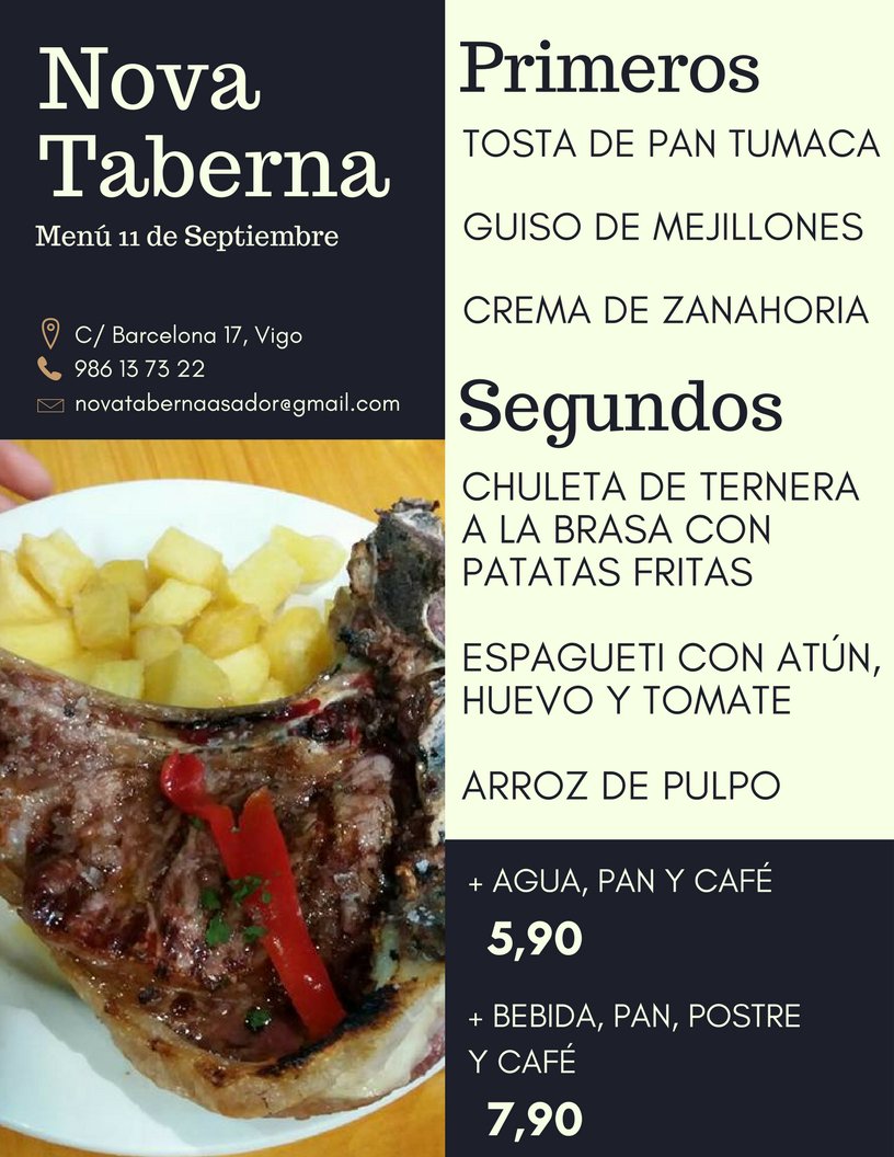 nova_taberna's tweet image. Menú 11 de Septiembre en @nova_taberna (C/Barcelona 17)
¡Que aproveche! 🍽️😋