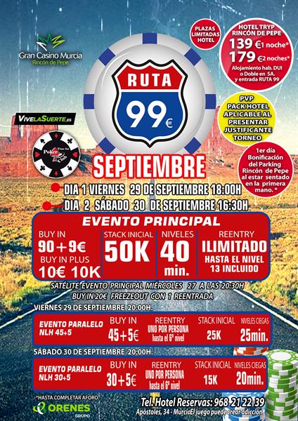 ¡Mira a ver si te gusta el plan del #Ruta99Septiembre en el <a href="/CASINOMURCIA/">Orenes Gran Casino Murcia</a> porque a nosotros sí!