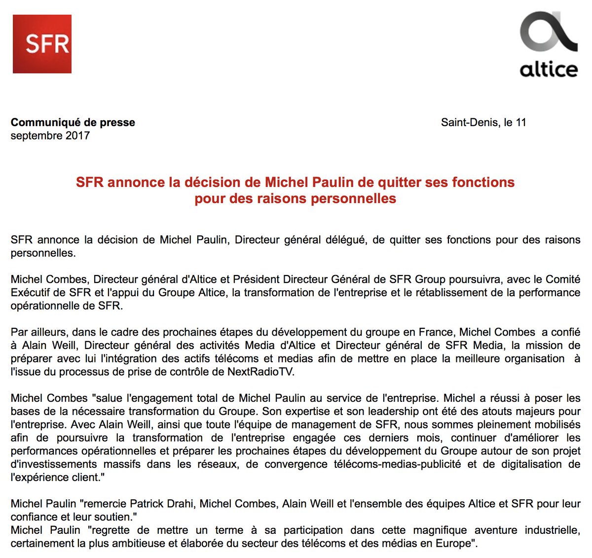 PLechevallier's tweet photo. @sfr : officialisation du départ de #MichelPaulin @alainweill en première ligne ! Next ? https://t.co/yAYjEPoL11
